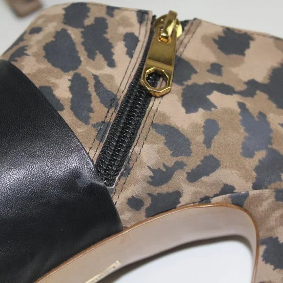 Louise et Cie Lo Idola Open Toe Bootie Heeled Boot Leopard Women Shoe 7 NEW FLAW - Picture 6 of 13